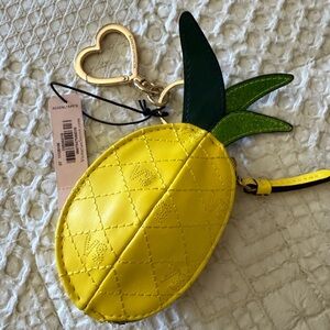 VS Pineapple Bag Charm Keychain Coin Purse Zip Pouch Case Victoria’s Secret Pink